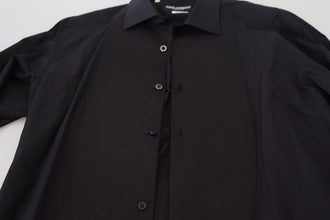 Black GOLD Cotton Collared Long Sleeve Shirt Dolce & Gabbana