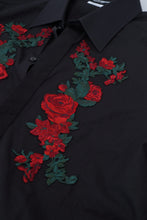 Black Floral Embroidery Men Long Sleeves GOLD Shirt Dolce & Gabbana