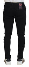 Black Slim Fit Tattered Denim Cotton Jeans Dolce & Gabbana
