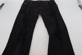 Black Slim Fit Tattered Denim Cotton Jeans Dolce & Gabbana