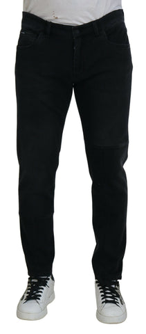 Black Angel Embroidery Skinny Denim Jeans Dolce & Gabbana
