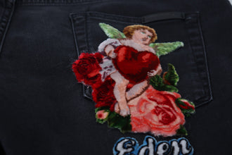 Black Angel Embroidery Skinny Denim Jeans Dolce & Gabbana