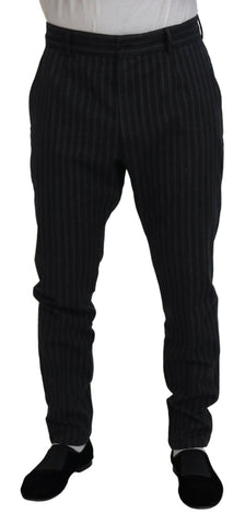Dark Gray Stripes Chino Dress Pants Dolce & Gabbana