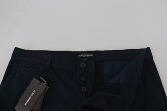 Blue Cotton Dress Formal Men Pants Dolce & Gabbana