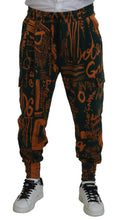 Multicolor Logo Print Silk Cargo Jogger Pants Dolce & Gabbana