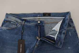 Blue Washed Skinny Cotton Denim Jeans Dolce & Gabbana