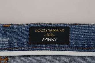 Blue Washed Skinny Cotton Denim Jeans Dolce & Gabbana
