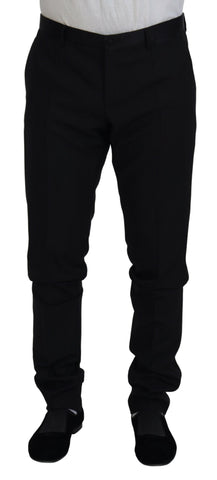 Black Wool Chino Dress Formal Pants Dolce & Gabbana