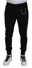 Black Wool Horseshoe Jogger Pants Dolce & Gabbana