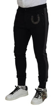 Black Wool Horseshoe Jogger Pants Dolce & Gabbana