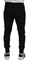 Black Wool Horseshoe Jogger Pants Dolce & Gabbana