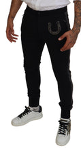 Black Wool Horseshoe Jogger Pants Dolce & Gabbana