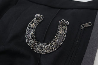 Black Wool Horseshoe Jogger Pants Dolce & Gabbana