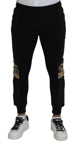 Black Polyester Skinny Jogger Men Pants Dolce & Gabbana
