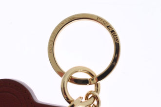 Brown Leather Miss SICILY Gold Finder Chain Keychain Dolce & Gabbana