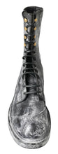 Dolce & Gabbana Black Gray Leather Mid Calf Boots Shoes