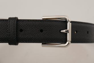 Dolce & Gabbana Black Calf Leather Brown Backend Metal Buckle Belt