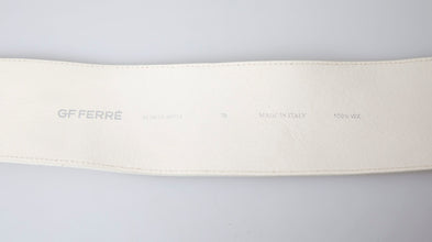 GF Ferre Off White Waxed Cotton Wide Fashion Waistband Belt