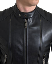 Dolce & Gabbana Black Leather Zipper Coat Men Jacket