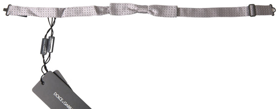 Gray Dotted Silk Adjustable Men Neck Papillon Bow Tie Dolce & Gabbana