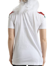 Dolce & Gabbana White Cotton Christmas Sequin Fur T-shirt