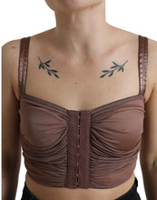 Dolce & Gabbana Brown Viscose Bustier Sleeveless Cropped Top