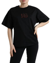 Dolce & Gabbana Black Cotton DG Crystal Crewneck Tee T-shirt