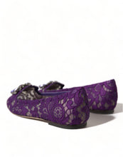 Dolce & Gabbana Purple Vally Taormina Lace Crystals Flats Shoes