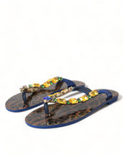 Dolce & Gabbana Blue Crystals Flats Sandals Beachwear Shoes