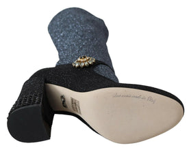Black Crystal Mary Janes Booties Shoes Dolce & Gabbana