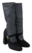 Black Crystal Mary Janes Booties Shoes Dolce & Gabbana