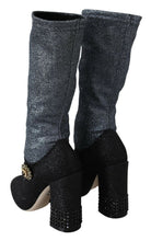Black Crystal Mary Janes Booties Shoes Dolce & Gabbana