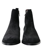 Dolce & Gabbana Black Suede Leather Mid Calf Men Boots Shoes