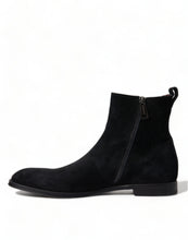 Dolce & Gabbana Black Suede Leather Mid Calf Men Boots Shoes