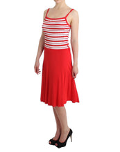 Red striped jersey A-line dress Roccobarocco
