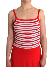 Red striped jersey A-line dress Roccobarocco