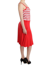 Red striped jersey A-line dress Roccobarocco