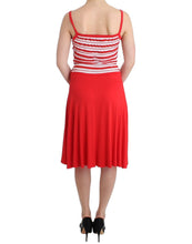 Red striped jersey A-line dress Roccobarocco