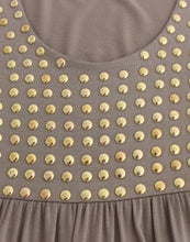 Khaki studded sheath dress Roccobarocco