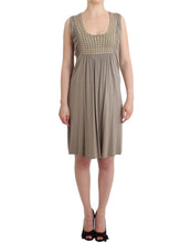 Khaki studded sheath dress Roccobarocco