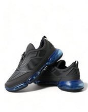 Prada Black Blue Rubber Knit Slip On Low Top Sneakers Shoes