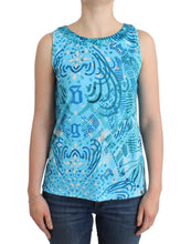 Blue printed tank top John Galliano