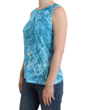 Blue printed tank top John Galliano