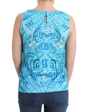 Blue printed tank top John Galliano