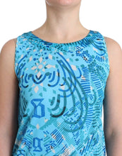 Blue printed tank top John Galliano