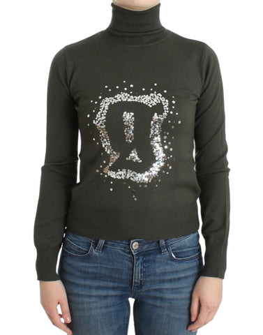 Green wool turtleneck sweater John Galliano