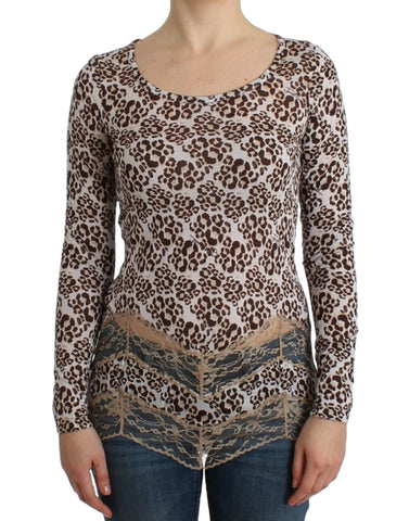 Brown longsleeved lace top Cavalli