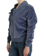 Blue velvet cotton sweater Cavalli