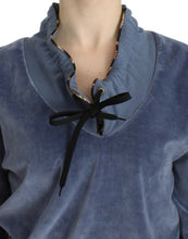 Blue velvet cotton sweater Cavalli