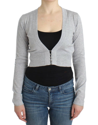 Gray cropped wool cardigan Cavalli